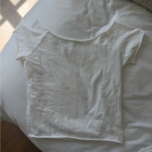 Brandy Melville White Scoop Neck Short Sleeve Tee